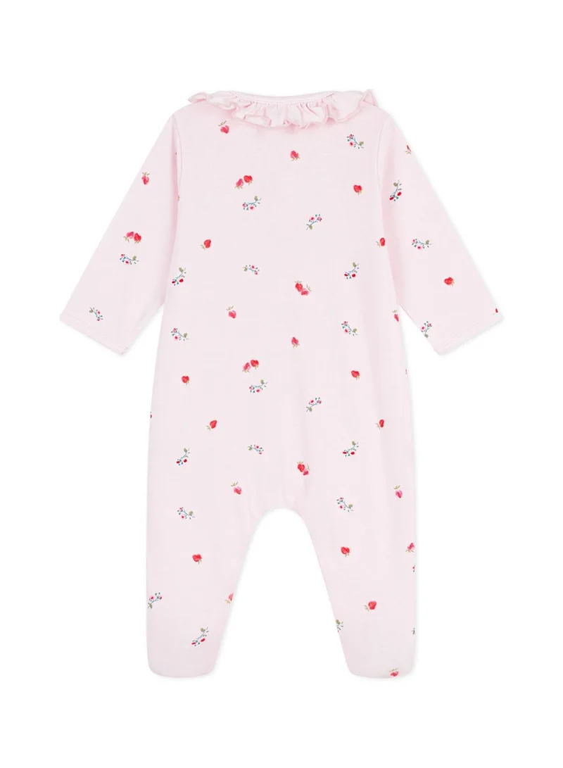 Petit Bateau Babies' floral cotton pyjama suit with a collar